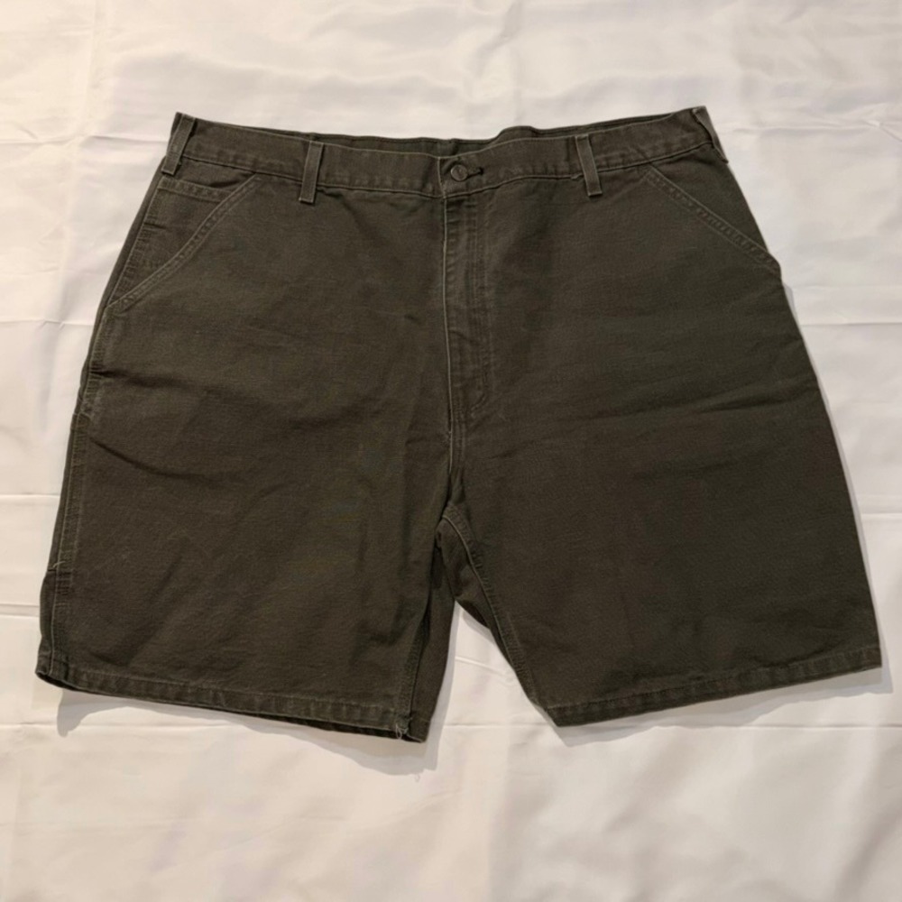 Carhartt Canvas Work Shorts Mens 42 Moss Green Utility B25 MOS Rugged‎ Cargo
